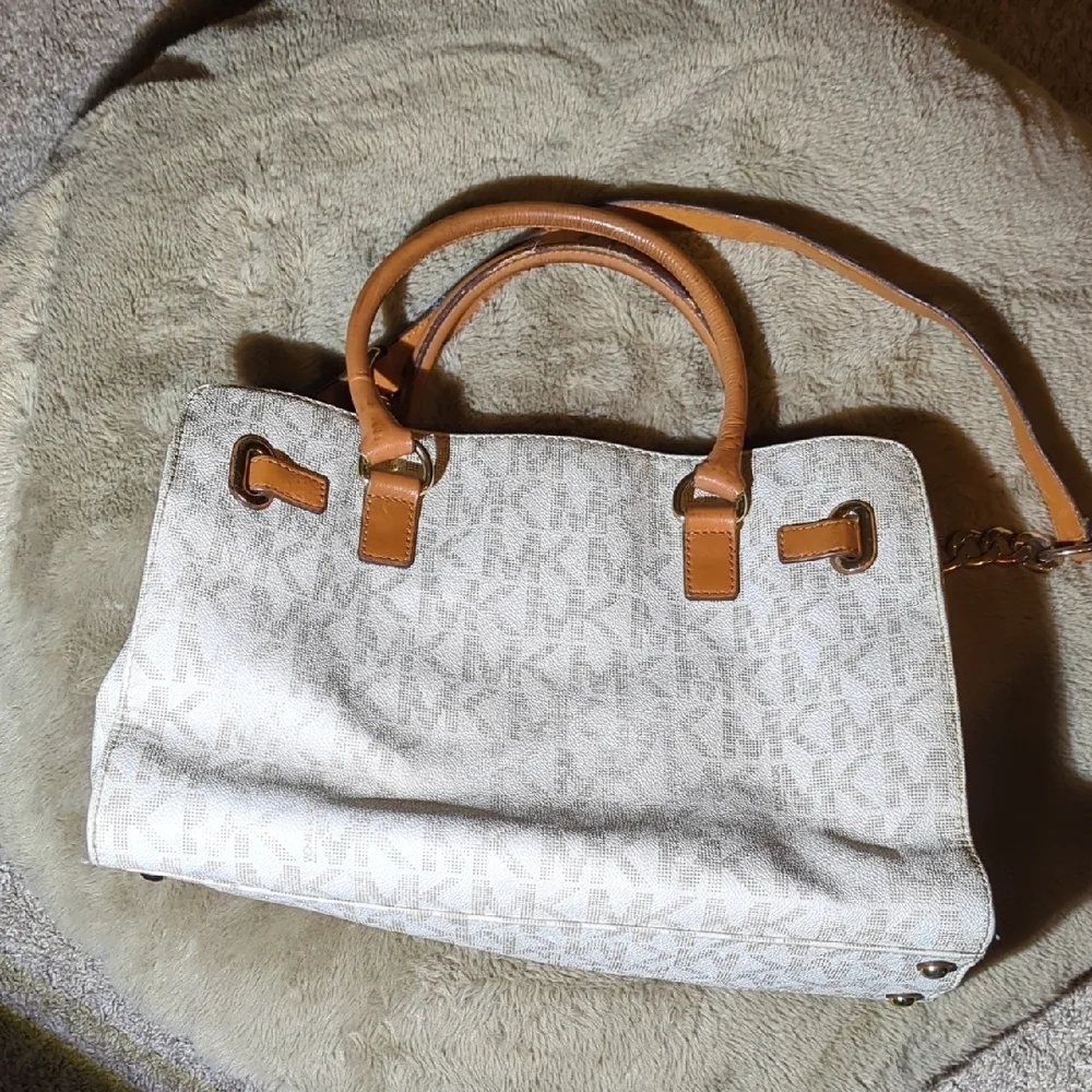 Michael Kors Cream and Tan Satchel
